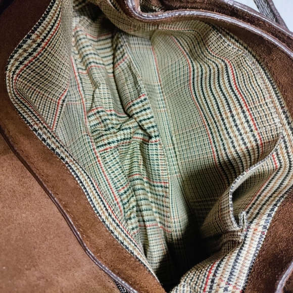 Gorgeous croc embossed leather suede shoulder bag brown - Picture 13 of 16